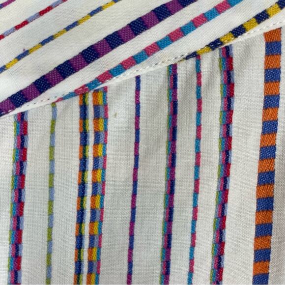 Robert Graham White Multi Color Stripe long Sleeve Shirt Flip Cuff XL - Picture 5 of 8